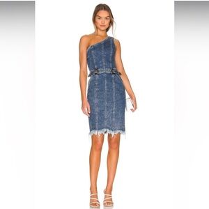 Retrofete Blue One Shoulder Dress